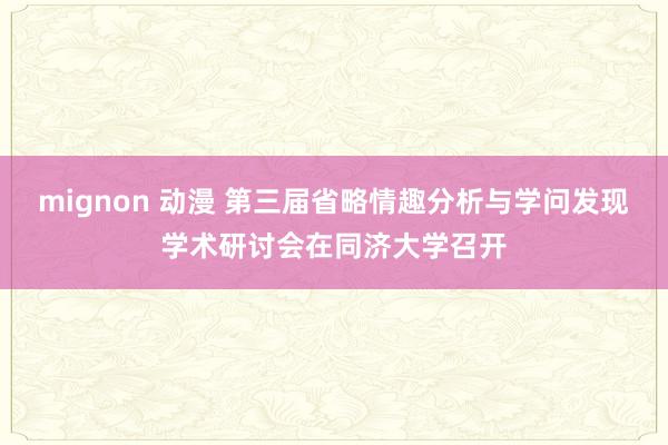 mignon 动漫 第三届省略情趣分析与学问发现学术研讨会在同济大学召开