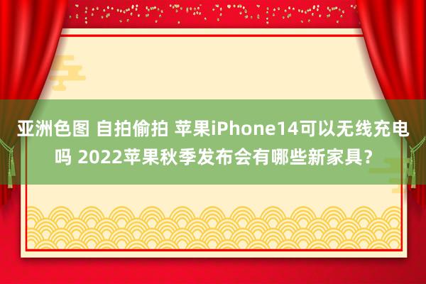 亚洲色图 自拍偷拍 苹果iPhone14可以无线充电吗 20